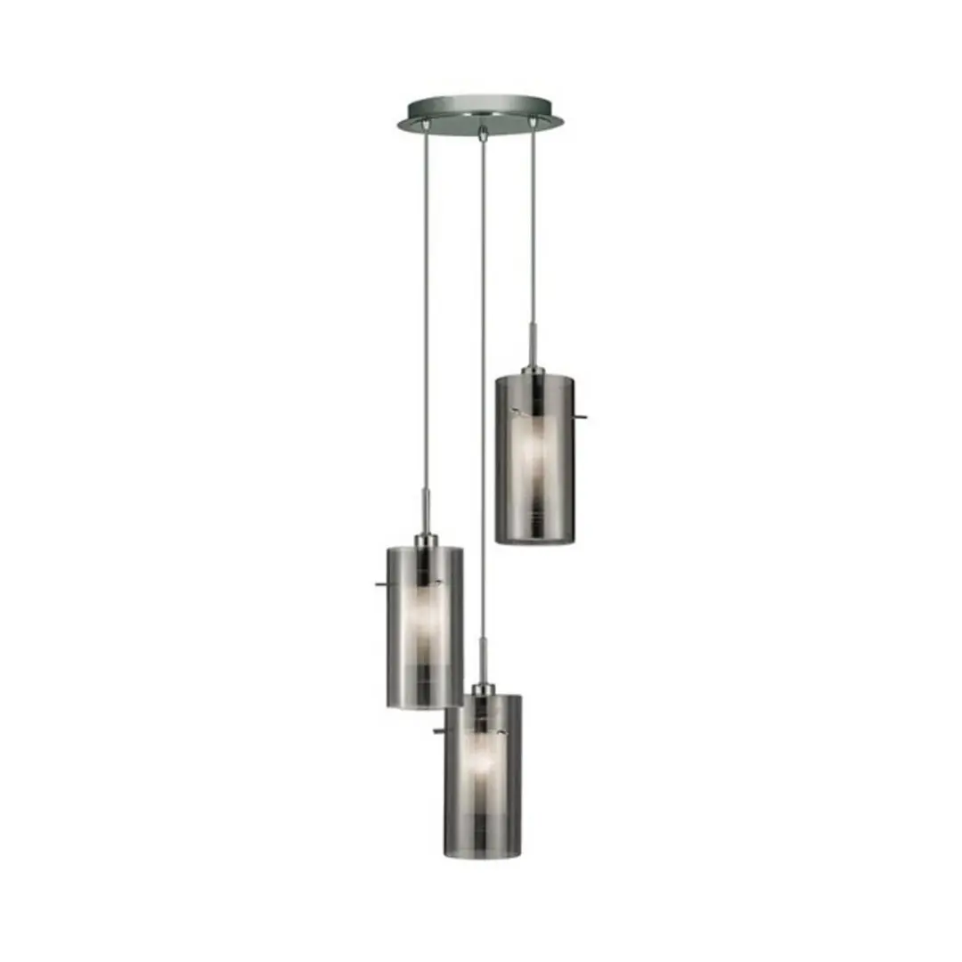 Searchlight Pendellampe Duo 2 Rauchglas/chrom rund dreiflammig