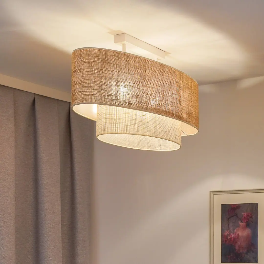 Duolla Deckenlampe Boho, braun/beige, Länge 80 cm, Textil