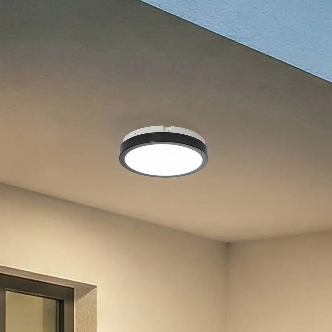 Milagro Lighting LED-Deckenleuchte Vera, schwarz, Kunststoff, Ø 22 cm, IP65
