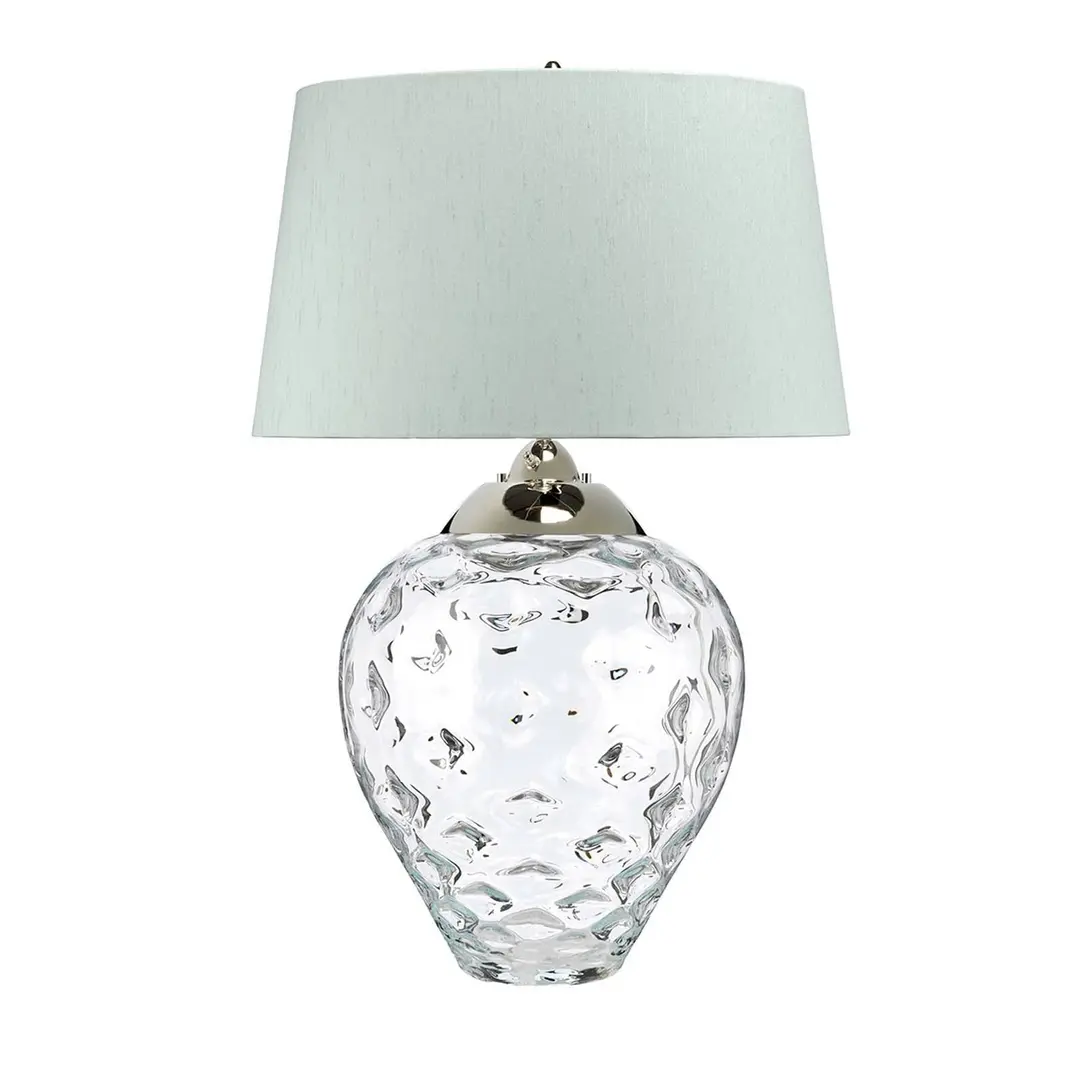 Quintiesse Tischlampe Samara, Ø 51 cm, klar, Stoff, Glas, 2-flammig