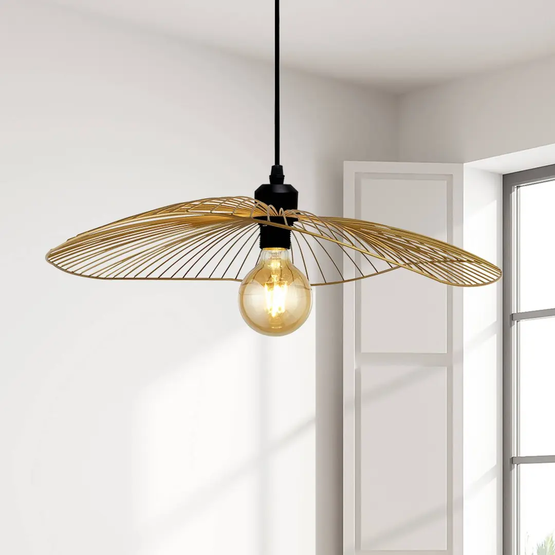 Searchlight Pendellampe Wave, schwarz/goldfarben, Ø 51 cm, Metall