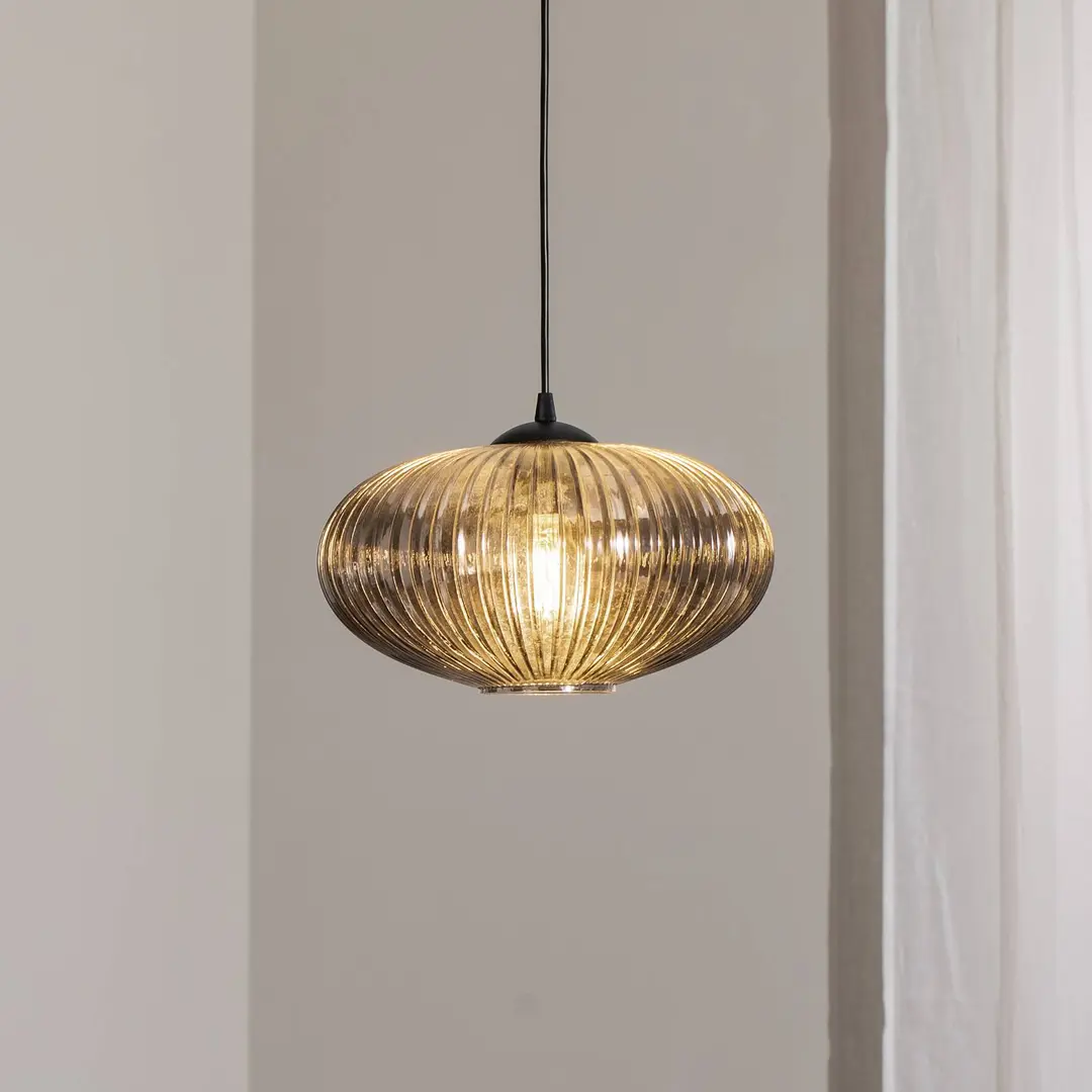 EMIBIG LIGHTING Esszimmerlampe Coco, Ø 30 cm, schwarz/rauchgrau, Glas