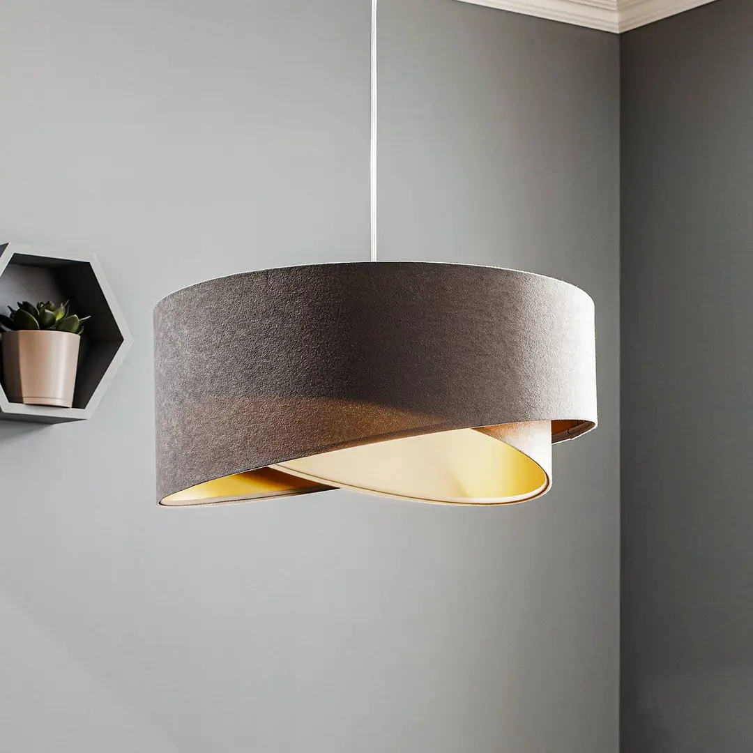 Maco Design Pendellampe Vivien dreifarbig grau/beige/gold