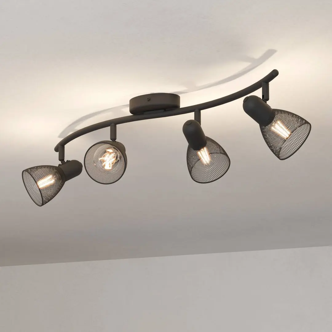 EGLO Deckenstrahler Corvigno, Länge 64 cm, schwarz, 4-flg., Stahl