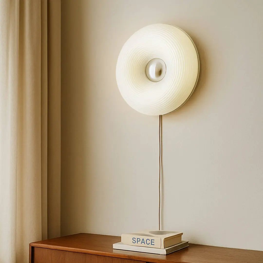 Lindby LED-Tisch-/Wandlampe Fjora, weiß/chrom, Ø 30 cm, dim.