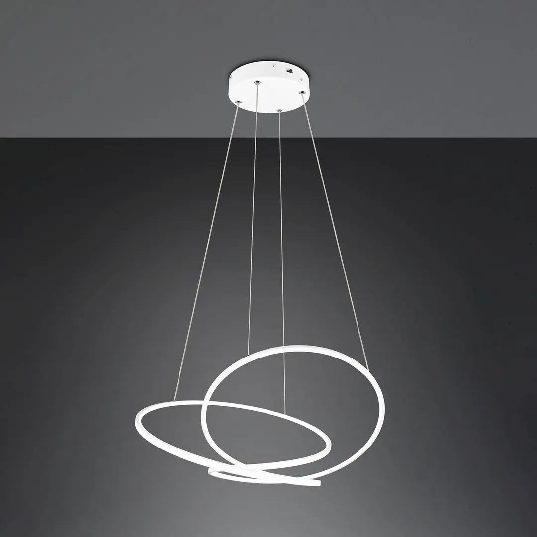 Trio Lighting LED-Hängeleuchte Darvin, Länge 84 cm, weiß matt, Metall, CCT