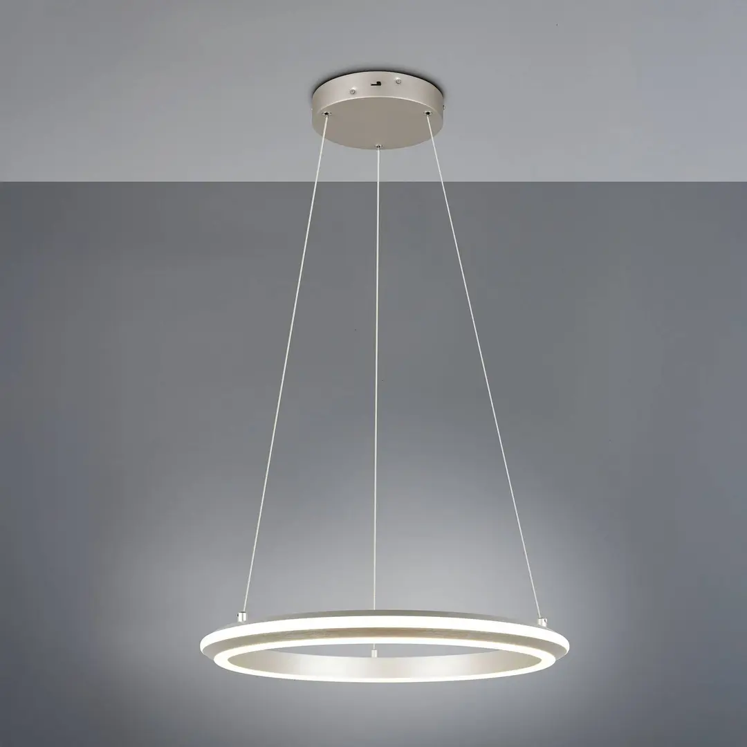 Trio Lighting LED-Pendellampe Amador, Ø 45 cm, nickelfarben, Metall, CCT
