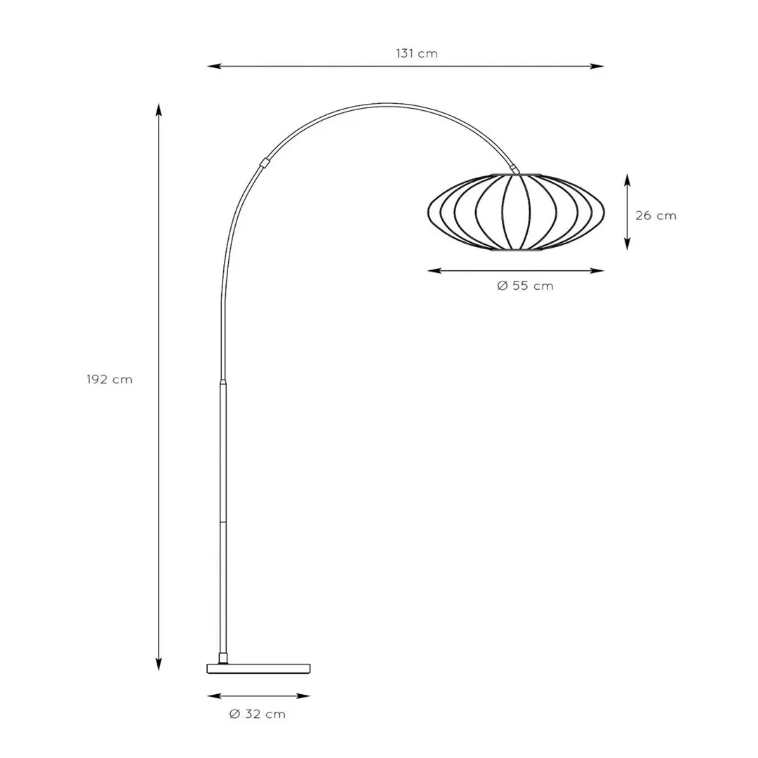 Lucide Bogenleuchte Corina, schwarz, E27, 192 cm, Kunststoff