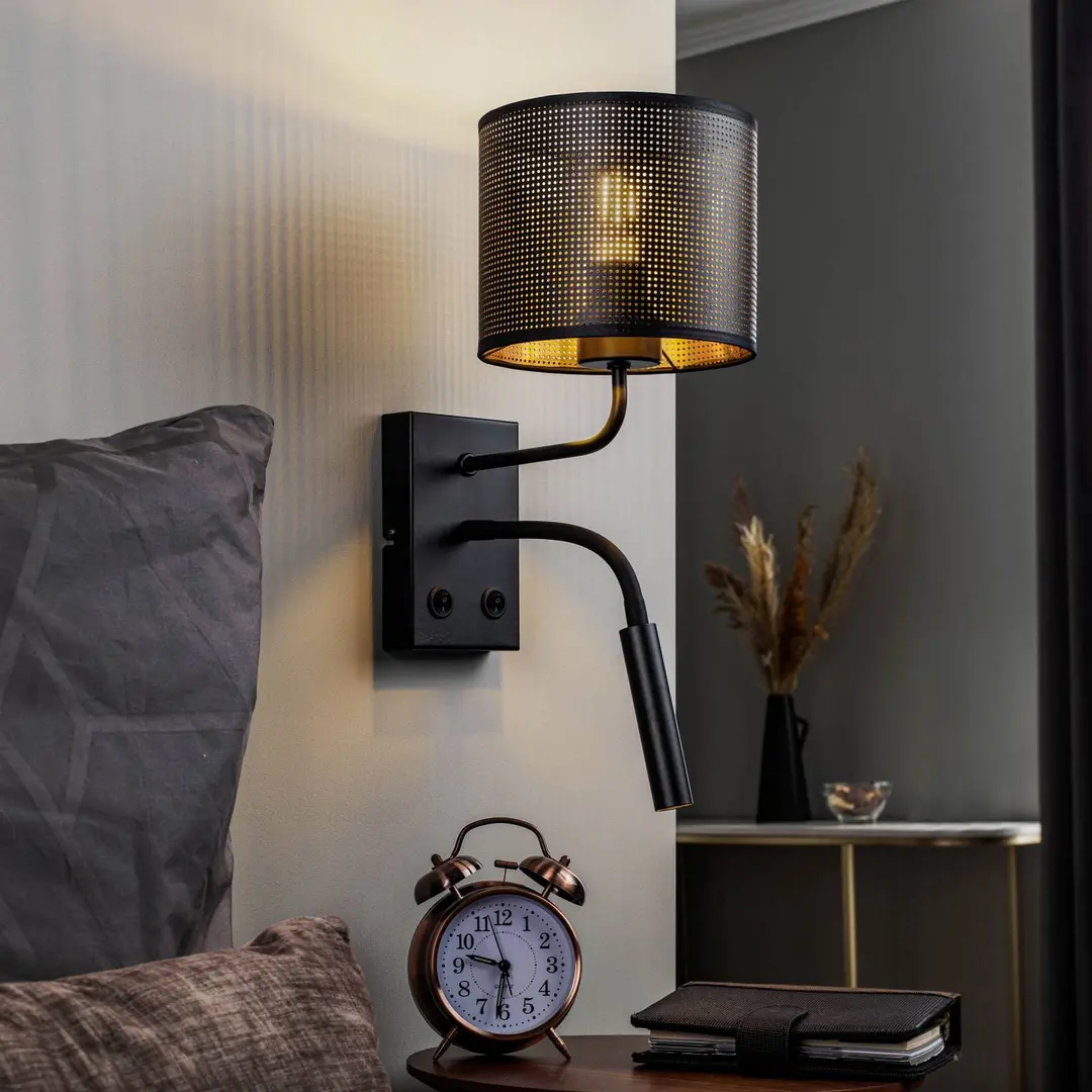 Luminex Wandleuchte Jovin einflammig mit Spot schwarz/gold