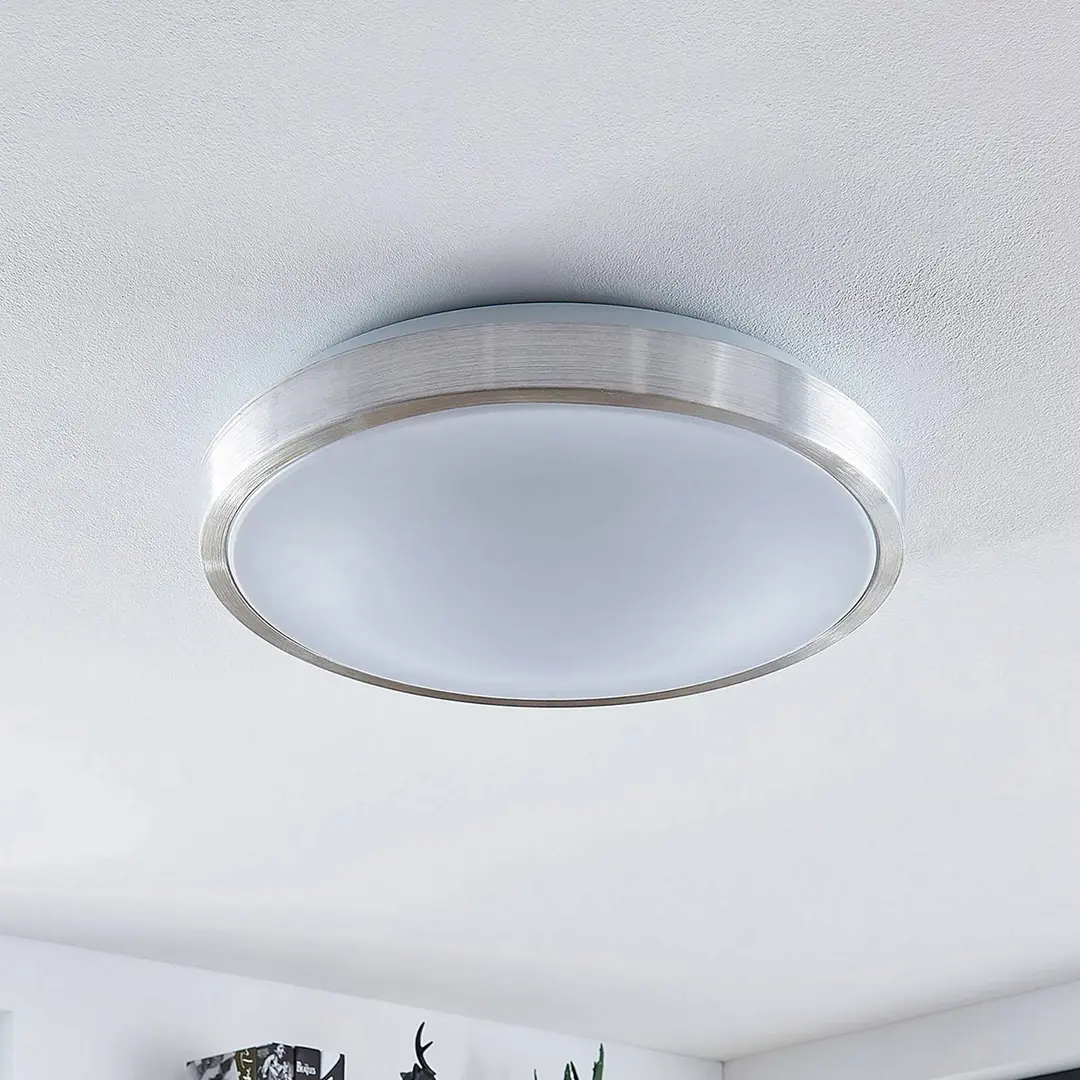 Lindby LED-Deckenlampe Emelie, Ø 42 cm, alufarben, Metall