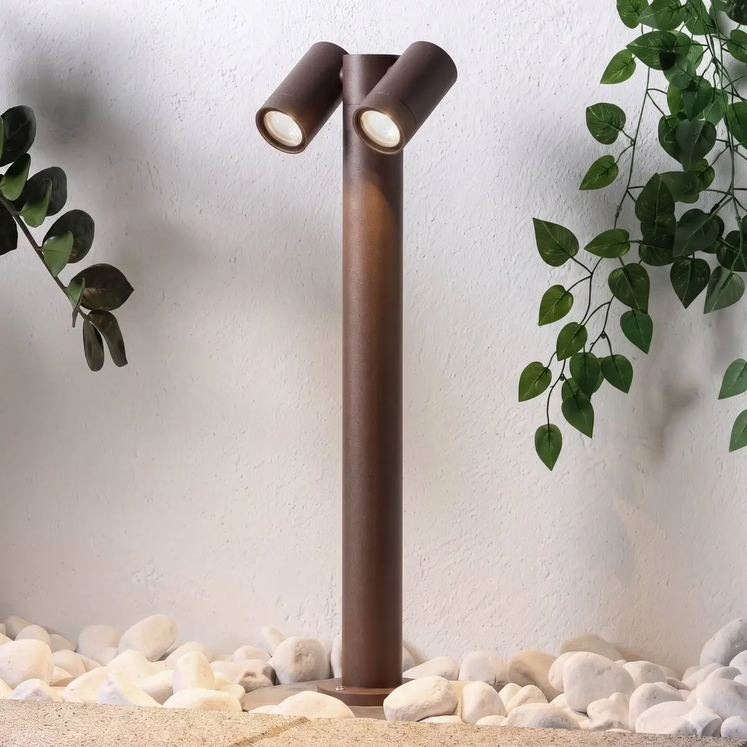Prios Wegeleuchte Tulimar, 2-flg., 60 cm, rost, IP65