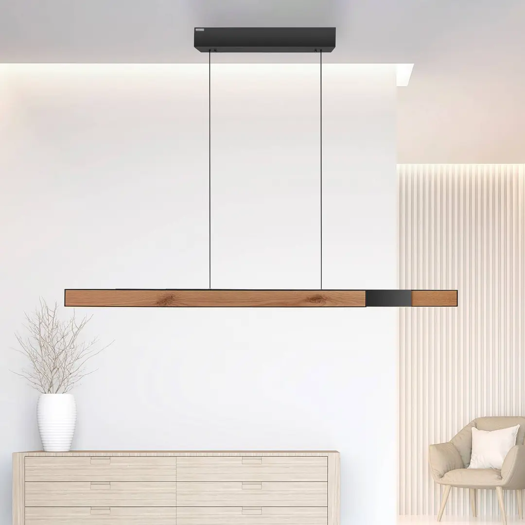 Pure LED-Hängeleuchte PURE Moto-Rise, oak/black pearl, Alu, CCT