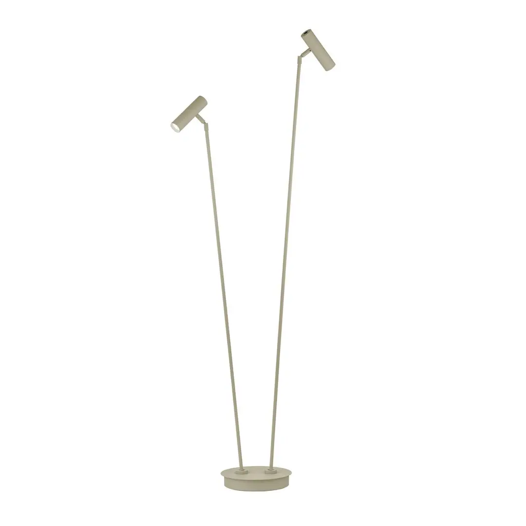 HELL LED-Stehleuchte Tom Pro, sandfarben, 2-flammig, CCT, Dimmer