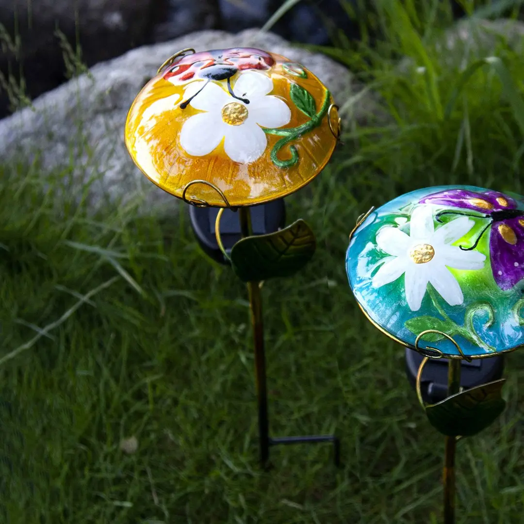 STAR TRADING LED-Solarlampe Salona mit Dekoelementen, gelb/grün