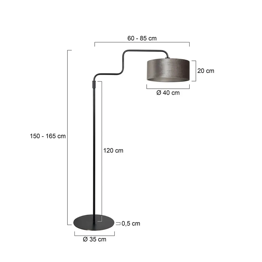 Steinhauer Stehlampe Bloeba, schwarz/silber, Höhe 165 cm, Velours