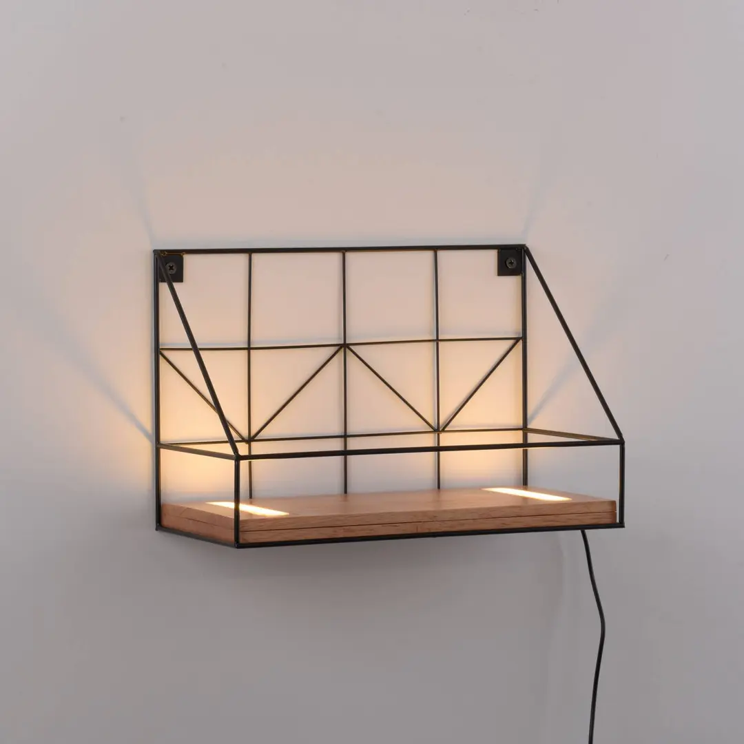 JUST LIGHT. GmbH LED-Wandleuchte Board mit Holzregalboden, 30x15cm