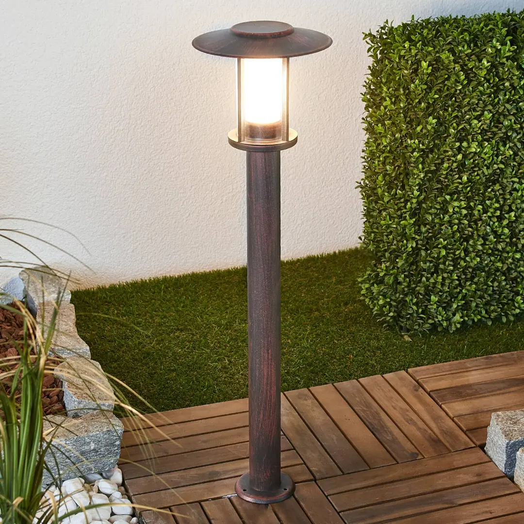 Lindby LED-Wegeleuchte Pavlos, 76 cm, rostfarben, Edelstahl
