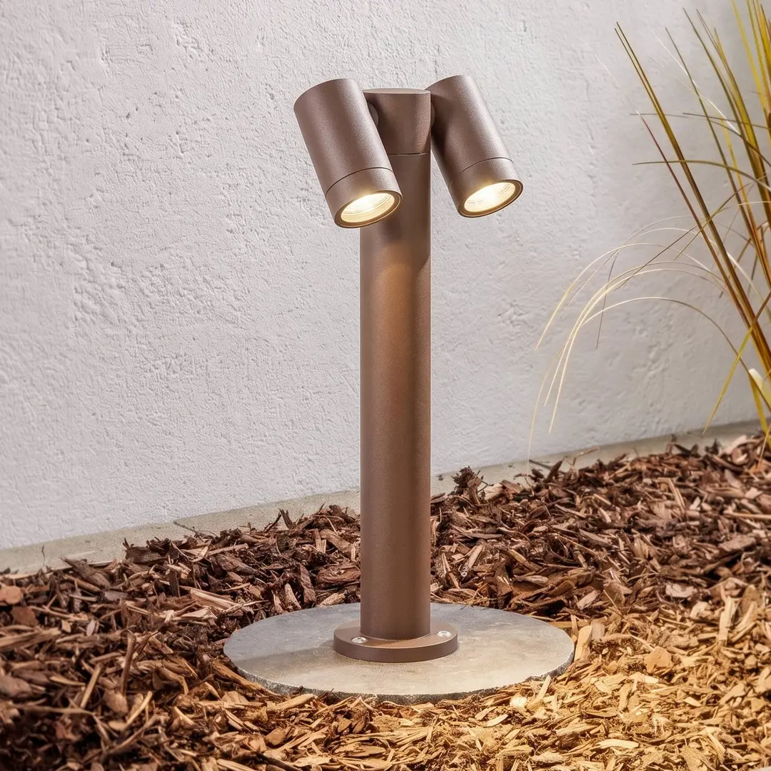 Prios Sockelleuchte Tulimar, 2-flg., 45 cm, rost, IP65
