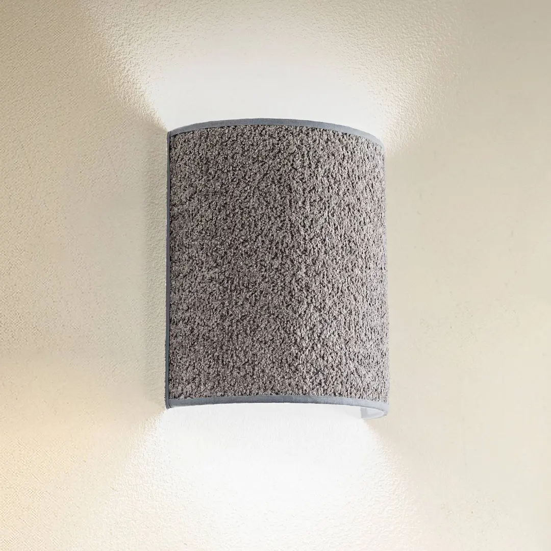 Duolla Wandleuchte Boucle, grau, Textil, 24 cm