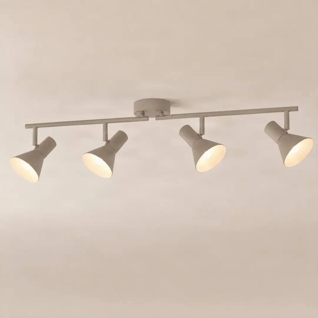 NOLA Deckenstrahler Milia, 4-flg., beige, 79 cm, E14, Metall