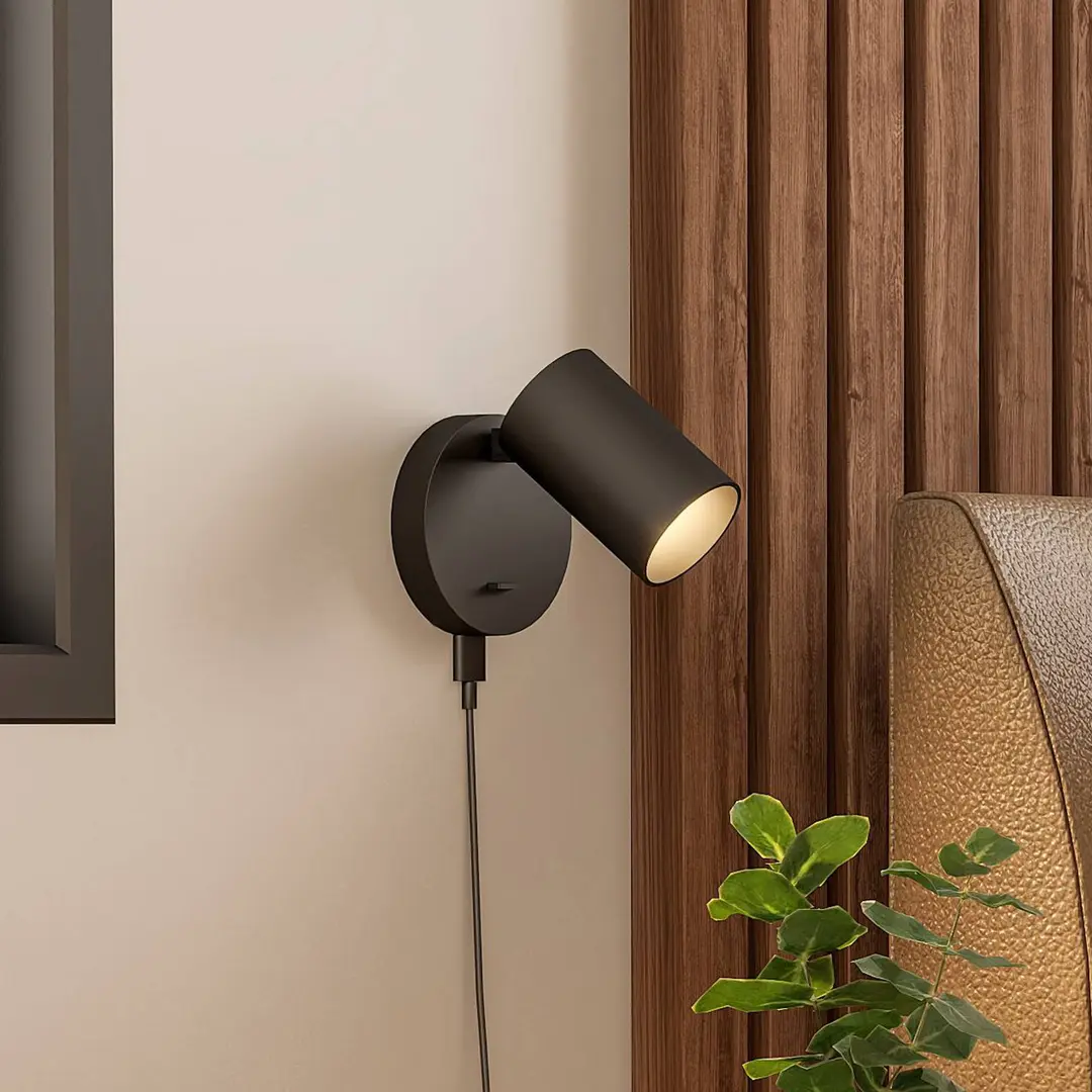 Deko-Light Wandstrahler CAN TILT, schwarz, Ø 10 cm, Metall Schalter USB