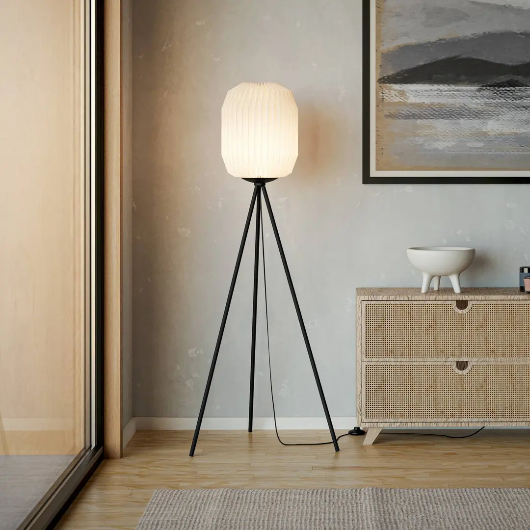 EGLO Stehlampe Belgrave, Höhe 141,5 cm, schwarz/weiß, Metall
