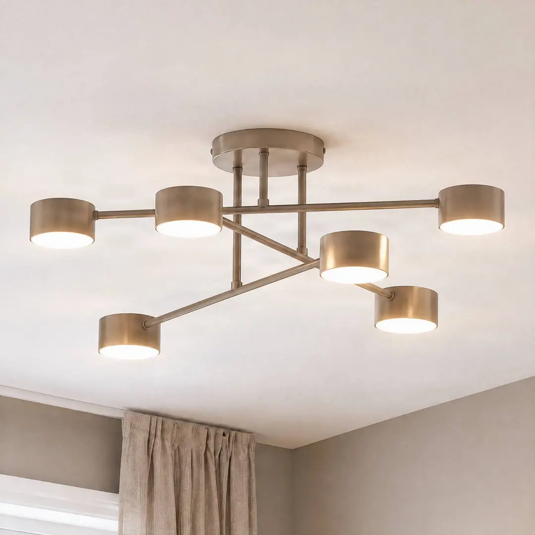 EMIBIG LIGHTING Deckenleuchte HALO, beige, Ø 60 cm, 6-flg., Metall, GX53