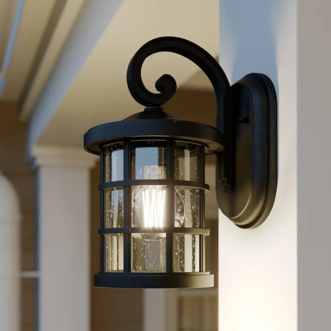 Lindby Außenwandlampe Ankea, schwarz, Höhe 28 cm, IP23, E27