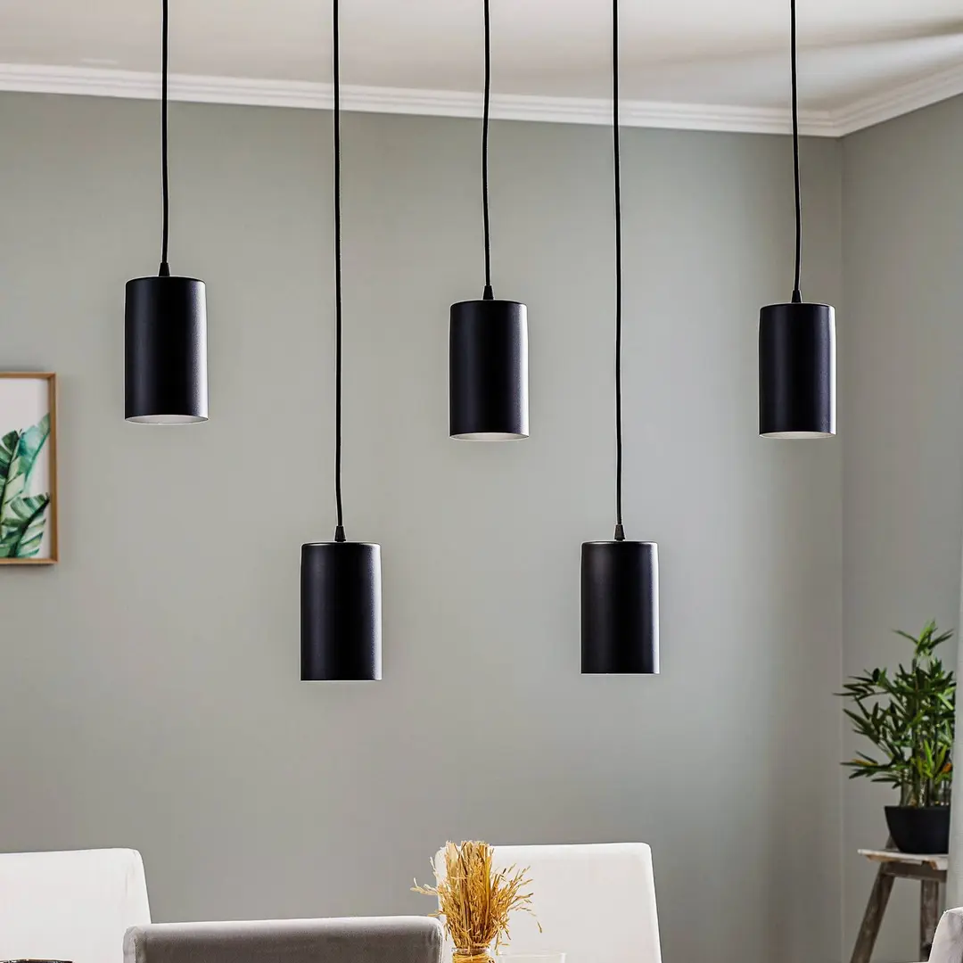 TEMAR LIGHTING Pendelleuchte ZW Tube 170, fünfflammig, schwarz