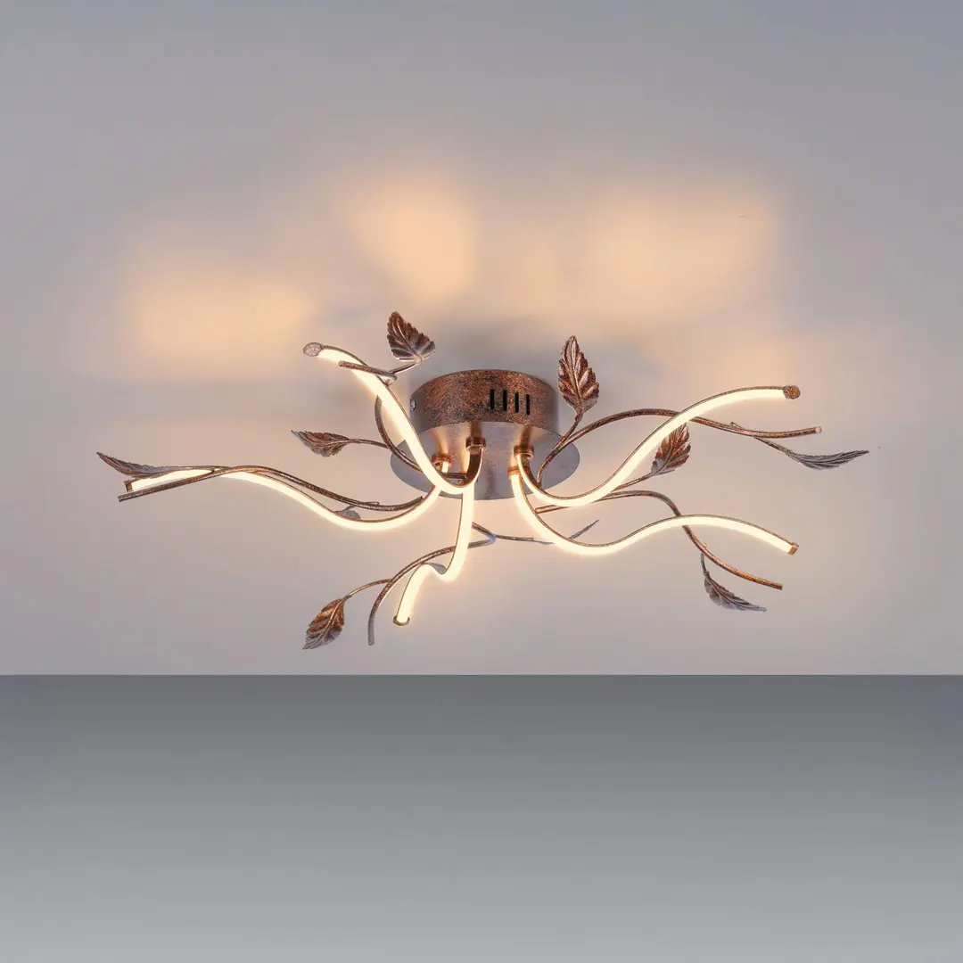 JUST LIGHT. GmbH LED-Deckenlampe Aurelia, rostbraun, Metall, 2.700K, dimmbar