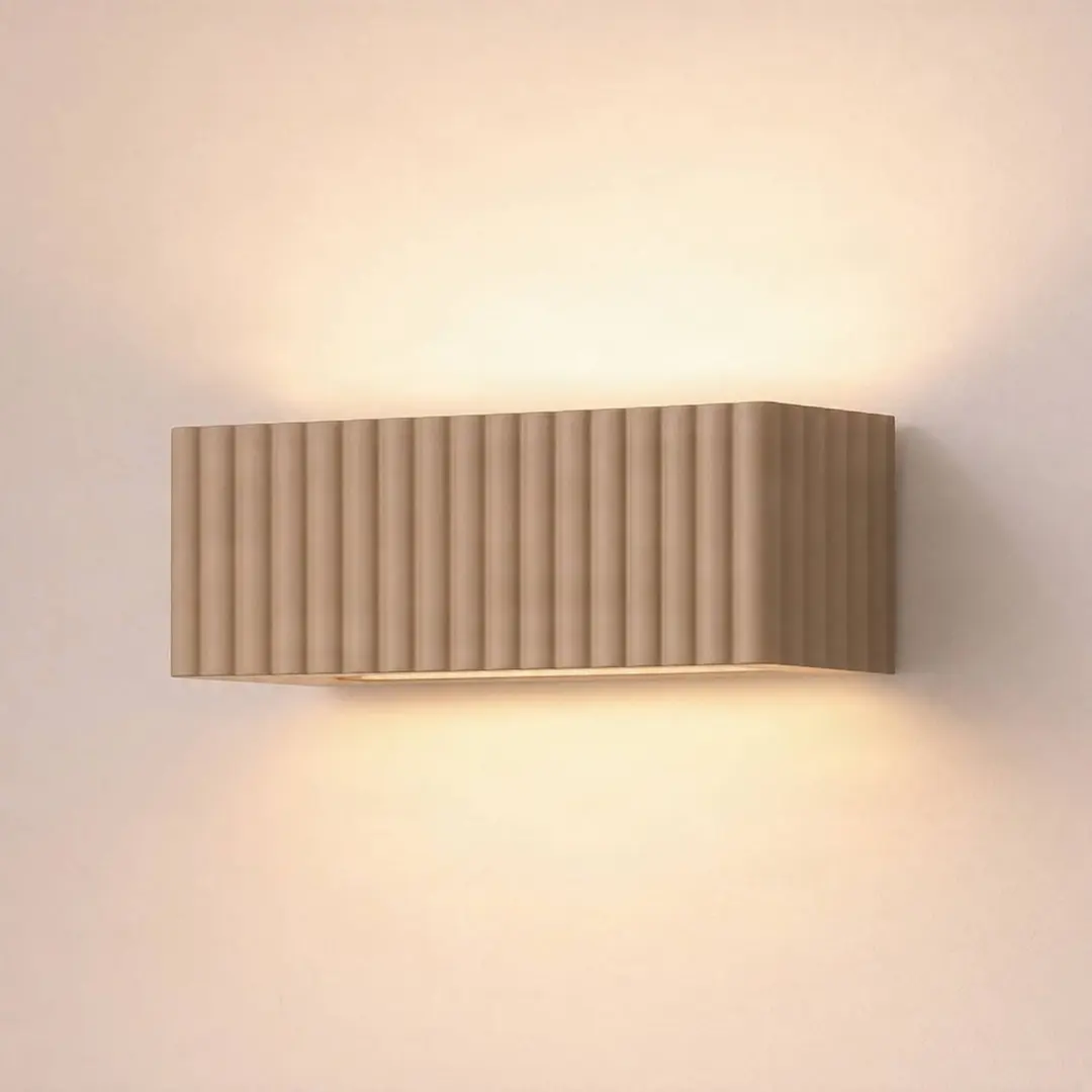 SOLLUX LIGHTING Wandleuchte Rigata, taupe, Keramik, Länge 34 cm, up/down