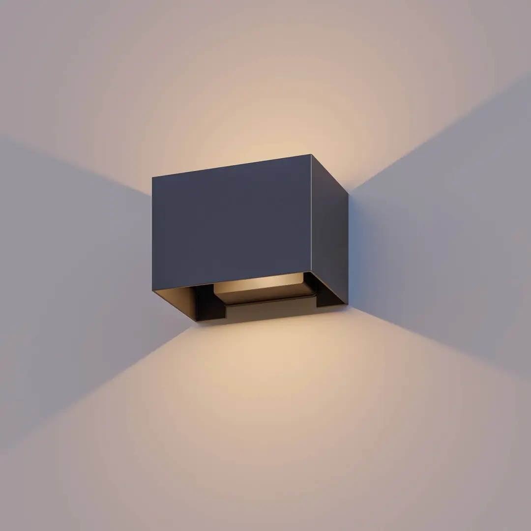 Calex Außenwandleuchte Rectangle up/down, Höhe 10cm, schwarz