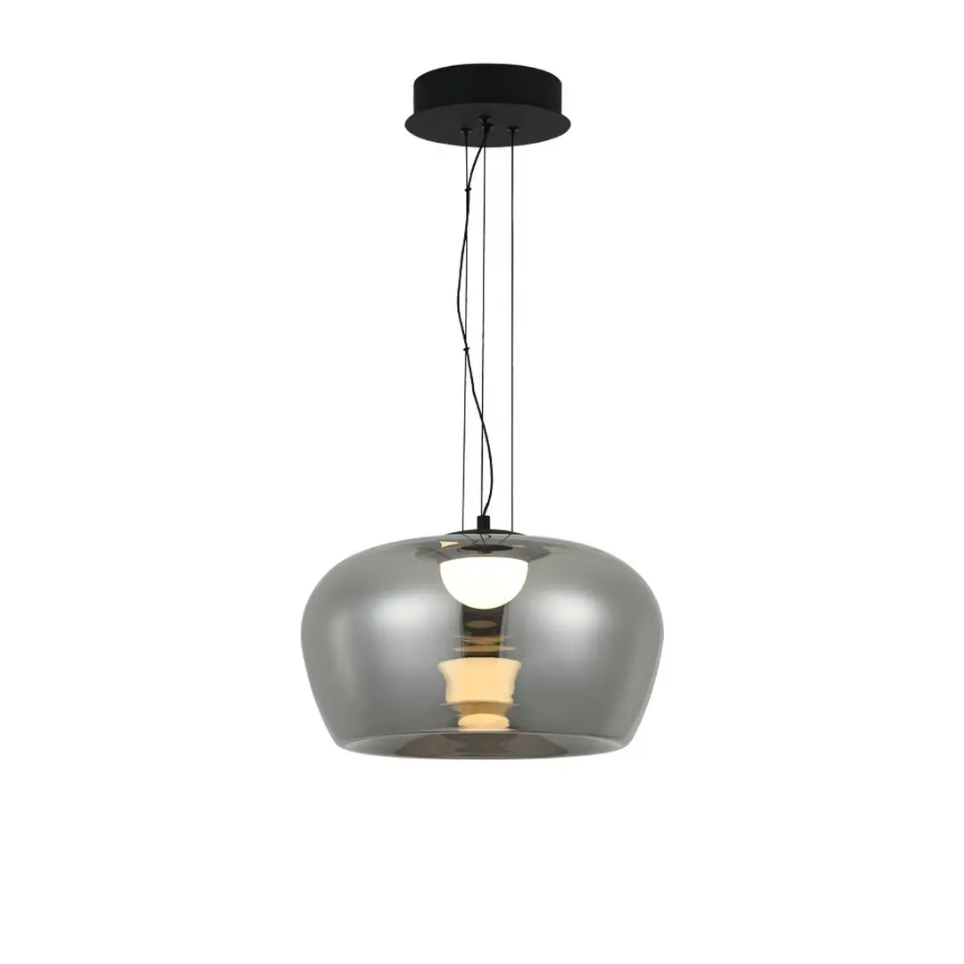 Viokef LED-Hängelampe Nadia, Ø 16 cm, rauchgrau, Glas