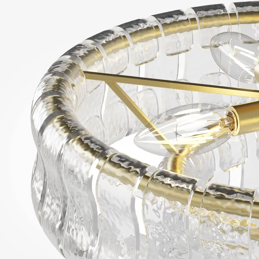 Maytoni Deckenleuchte Boulder, transparent/gold, Glas, Ø 48 cm, E14