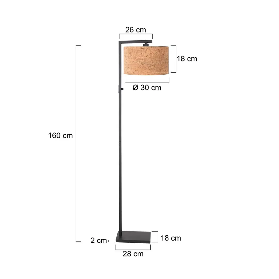 Steinhauer Stehlampe Stang, schwarz/braun, Höhe 160 cm, Kork