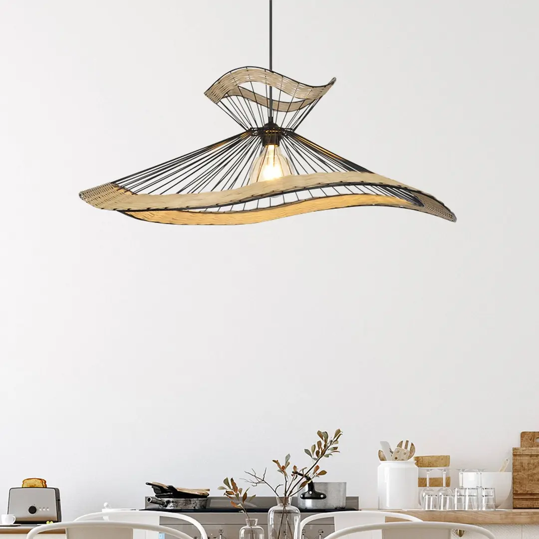 COREP Hängeleuchte Mekong, schwarz, Höhe 30 cm, Metall/Rattan
