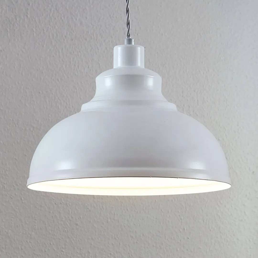 Lindby Pendelleuchte Albertine, weiß, Metall, Ø 29 cm, E27