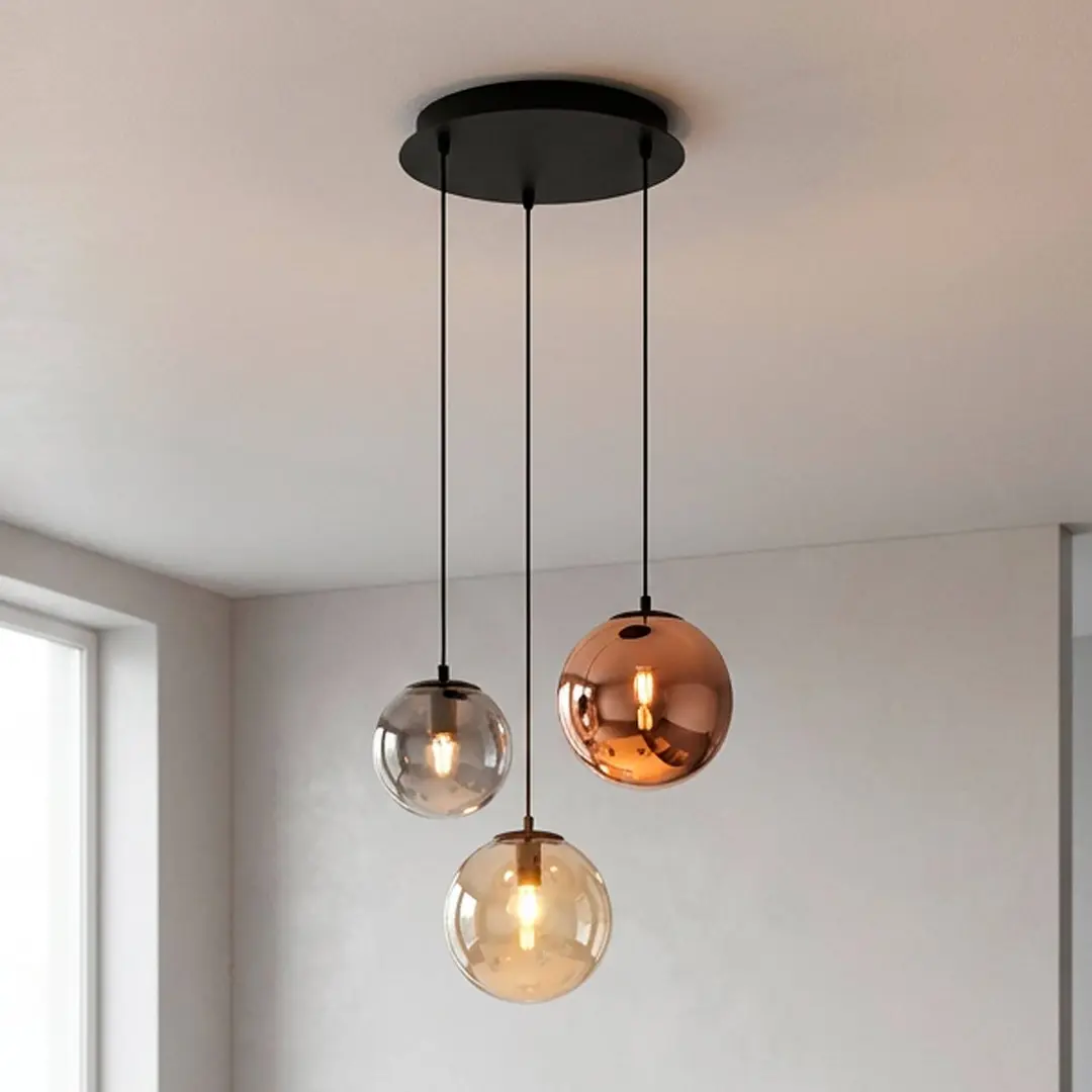 JUST LIGHT. GmbH Hängeleuchte Shiny, 3-flammig, rund, multicolor, Glas, E14