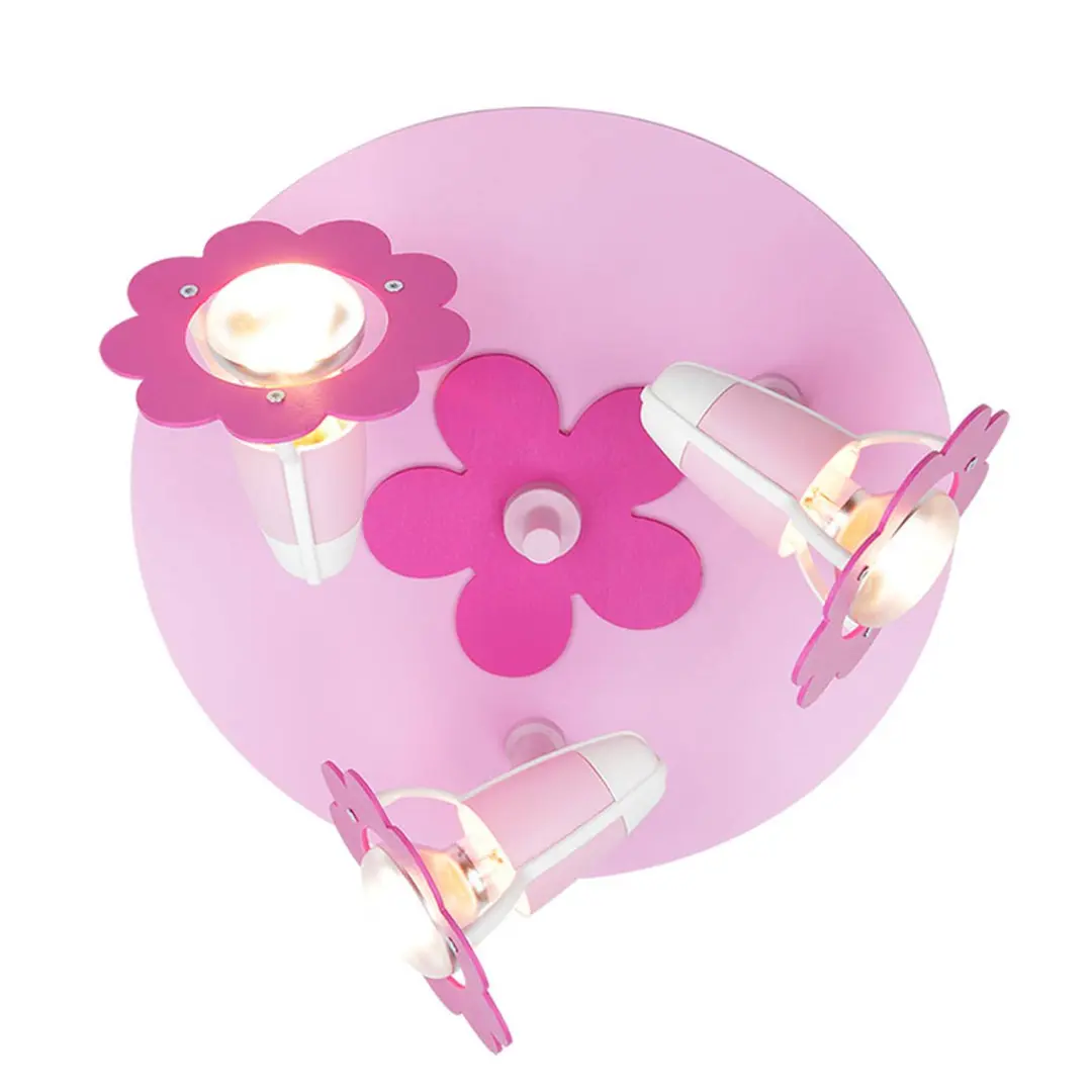 Elobra Deckenleuchte Blüte, rosa, rund, dreiflammig