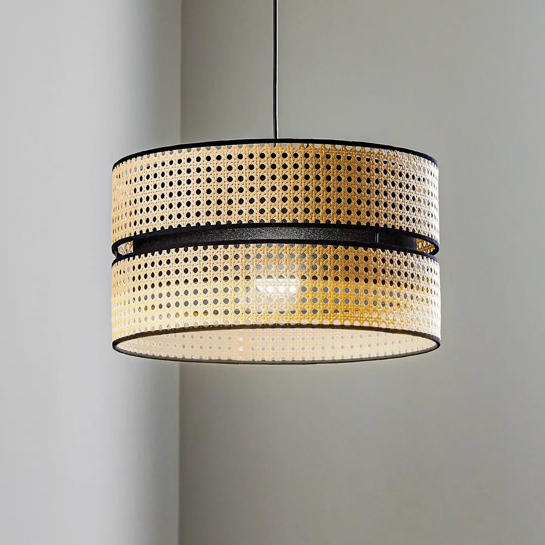 Duolla Hängeleuchte Duo, Rattan, Ø 40 cm, beige/schwarz