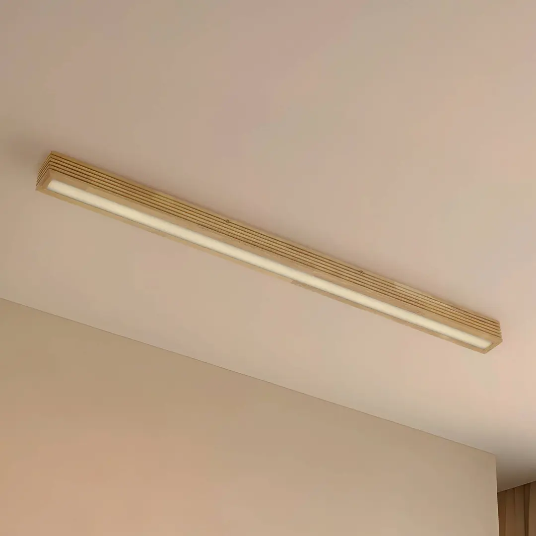 Lucande LED-Deckenleuchte Emara, holz hell, Eiche, dimmbar