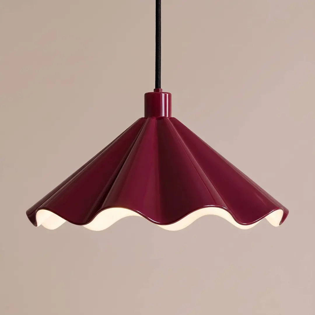 Lindby Hängeleuchte Lilliet, Ø 34 cm, dunkelrot, Metall, E27