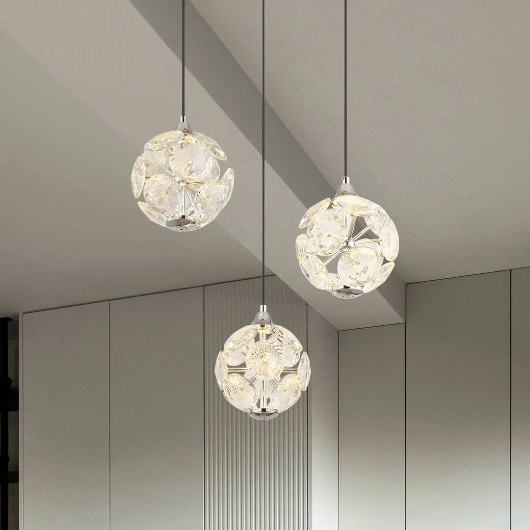 Globo LED-Hängelampe Virina, Ø 42 cm, transparent, Kristall, 3-flg