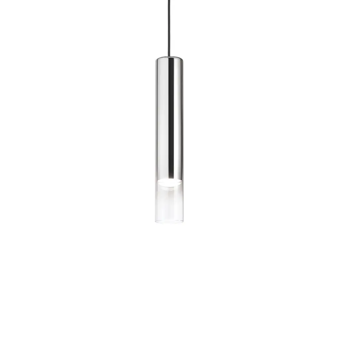 Ideal Lux Hängeleuchte Look, chromfarben/klar, Ø 6 cm, Glas