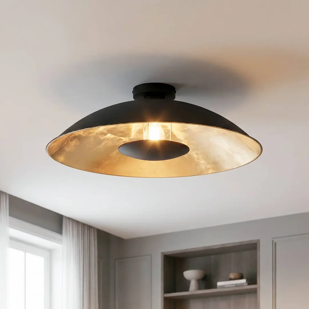 Lindby Deckenlampe Emilienne, schwarz/gold, Metall, Ø 60 cm