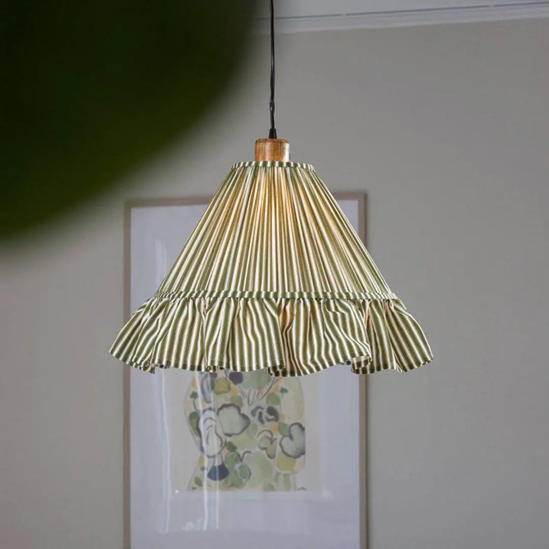 PR Home Hängelampe Estrid, moosgrün, Stoff, Ø 40 cm, E27