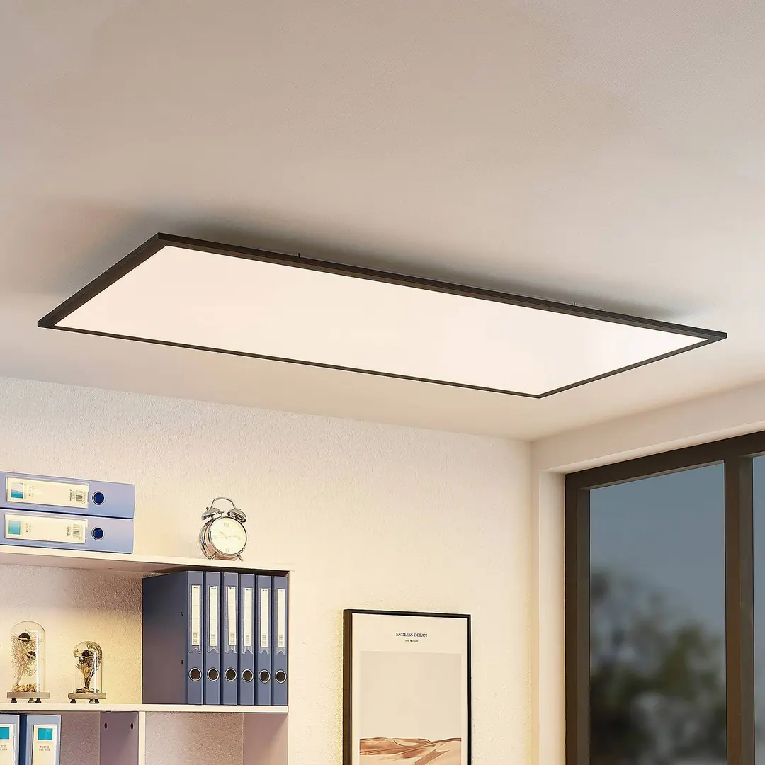 Lindby LED-Panel Nelios, 120 x 60 cm, 4000K, schwarz, Metall
