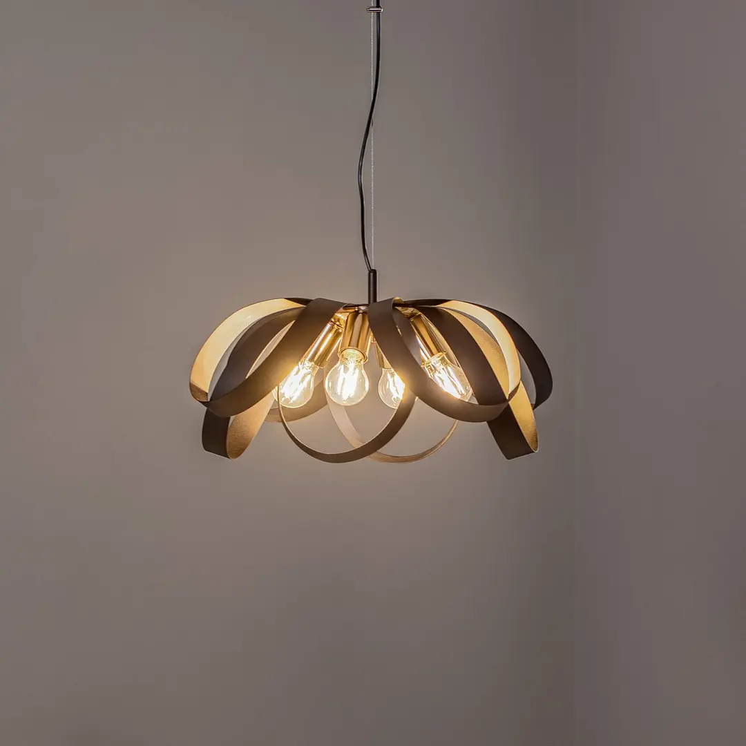 Domiluce Hängeleuchte Petla, schwarz/gold, Metall, Ø 65 cm