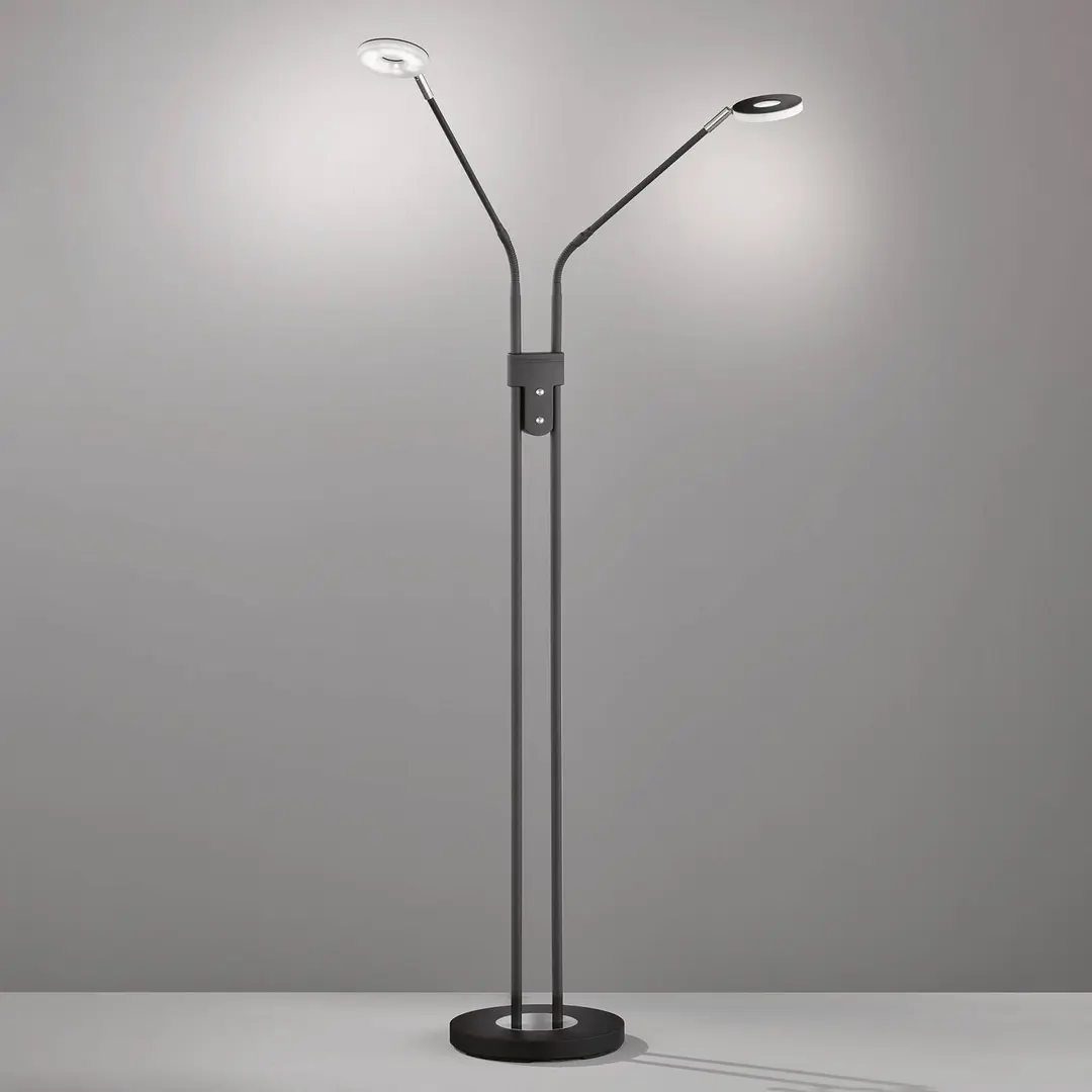 FISCHER & HONSEL LED-Stehleuchte Dent, dimmbar, CCT, 2 x 6W schwarz