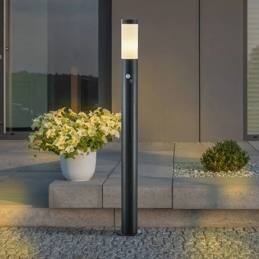 Lindby Wegelampe Statius, anthrazit/weiß, Sensor, 100cm